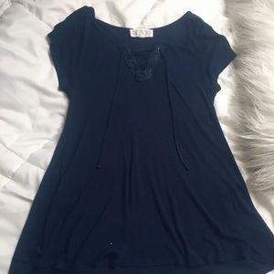 Navy blue lace up top